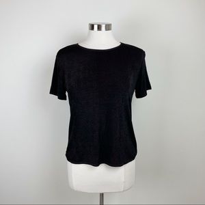 Carole Little Indian Summer Black Metallic Shimmer Blouse Top New Medium